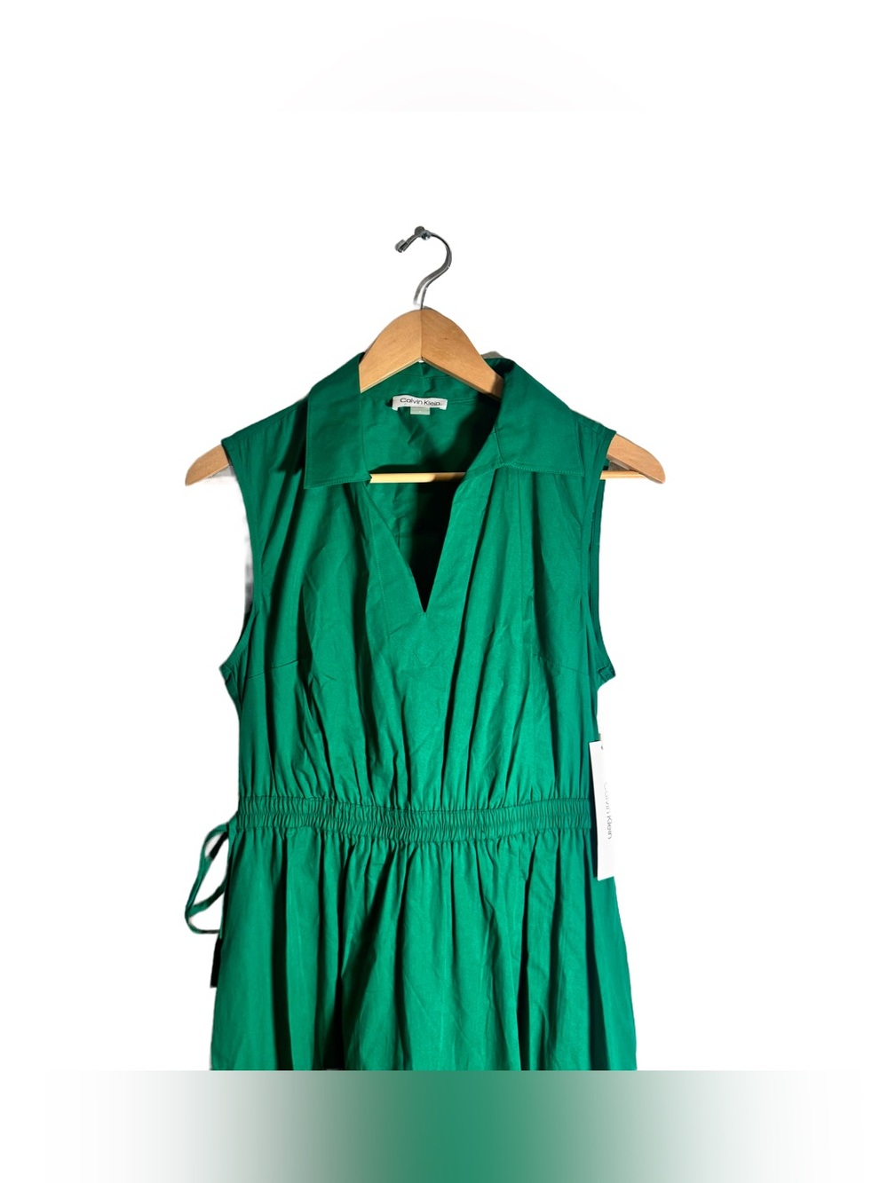 Calvin Klein Midi Dress Women's 8 Cutout Cotton Emerald Sleeveless Vacation NWT - Picture 3 of 6